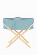Moses basket BOHO Handmade with stand - misty blue