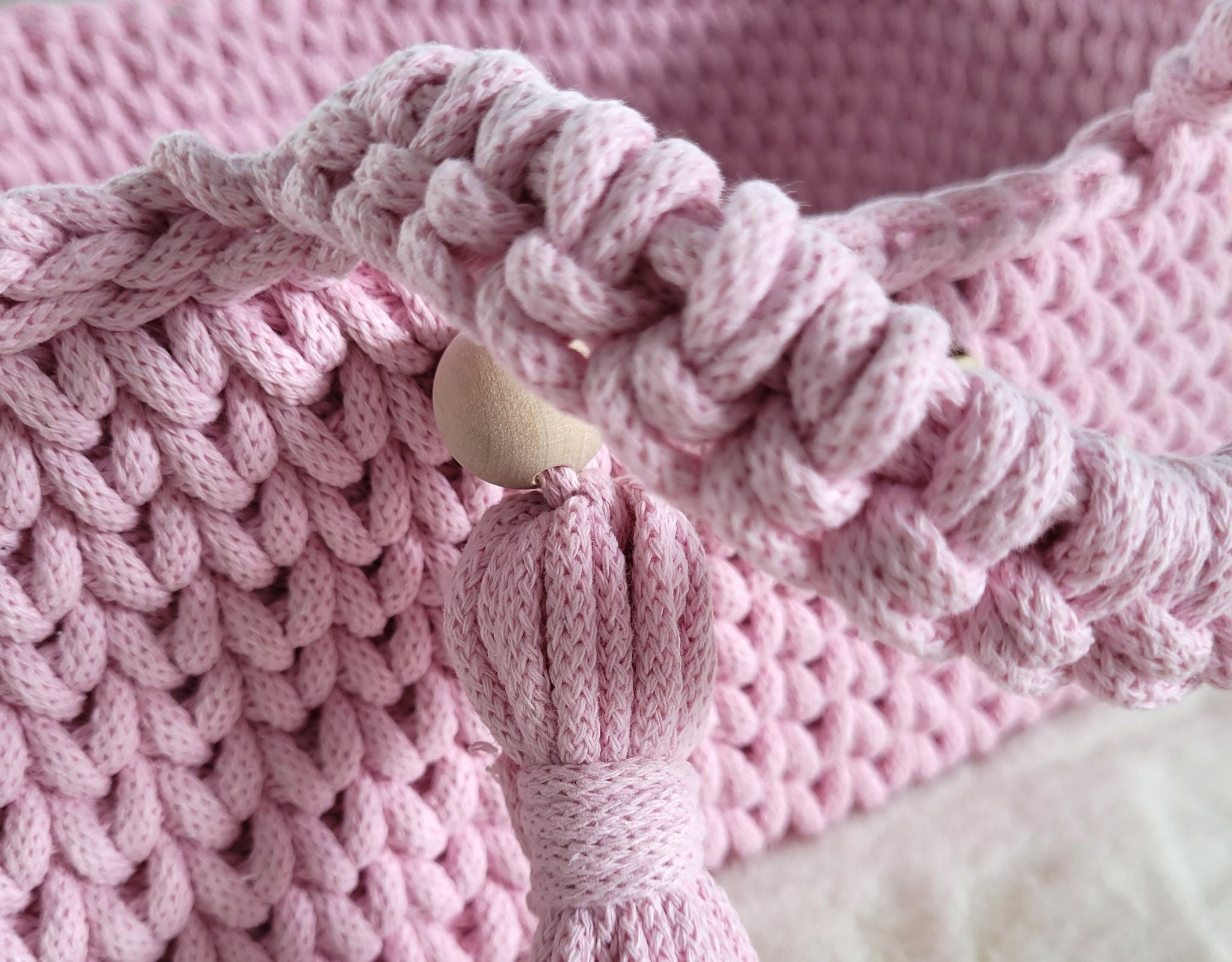 Moses basket BOHO cotton - doll carrier - pink