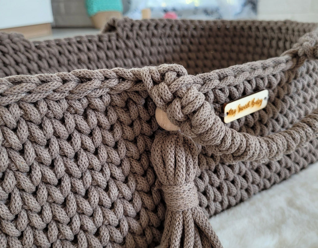 Moses basket BOHO cotton - doll carrier - mocca