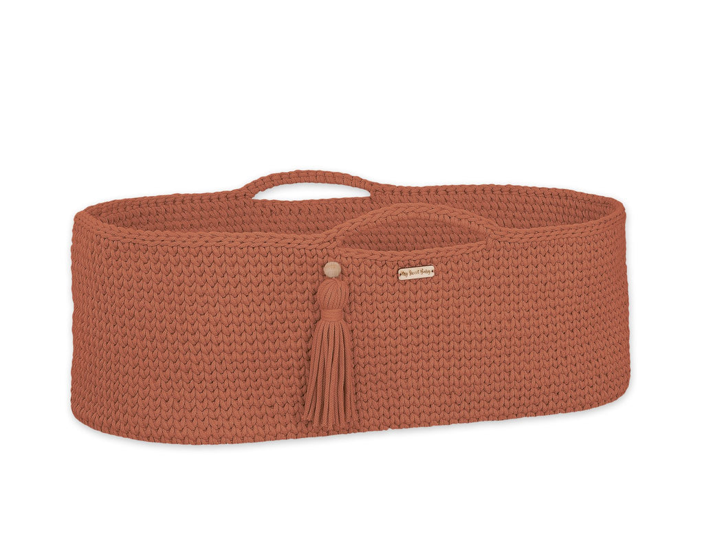 Moses basket BOHO Handmade cotton with mattress - terracotta