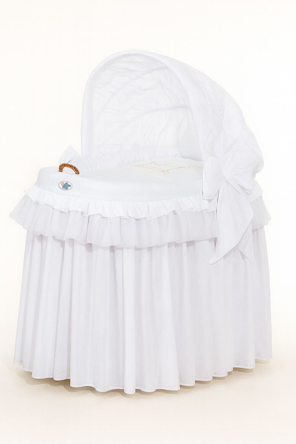Moses Basket/Wicker crib with hood- Little Prince/Princess white