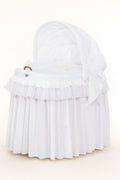 Moses Basket/Wicker crib with hood- Little Prince/Princess white
