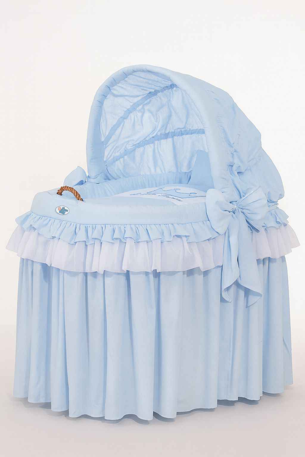 Moses Basket/Wicker hood crib - Little Prince blue