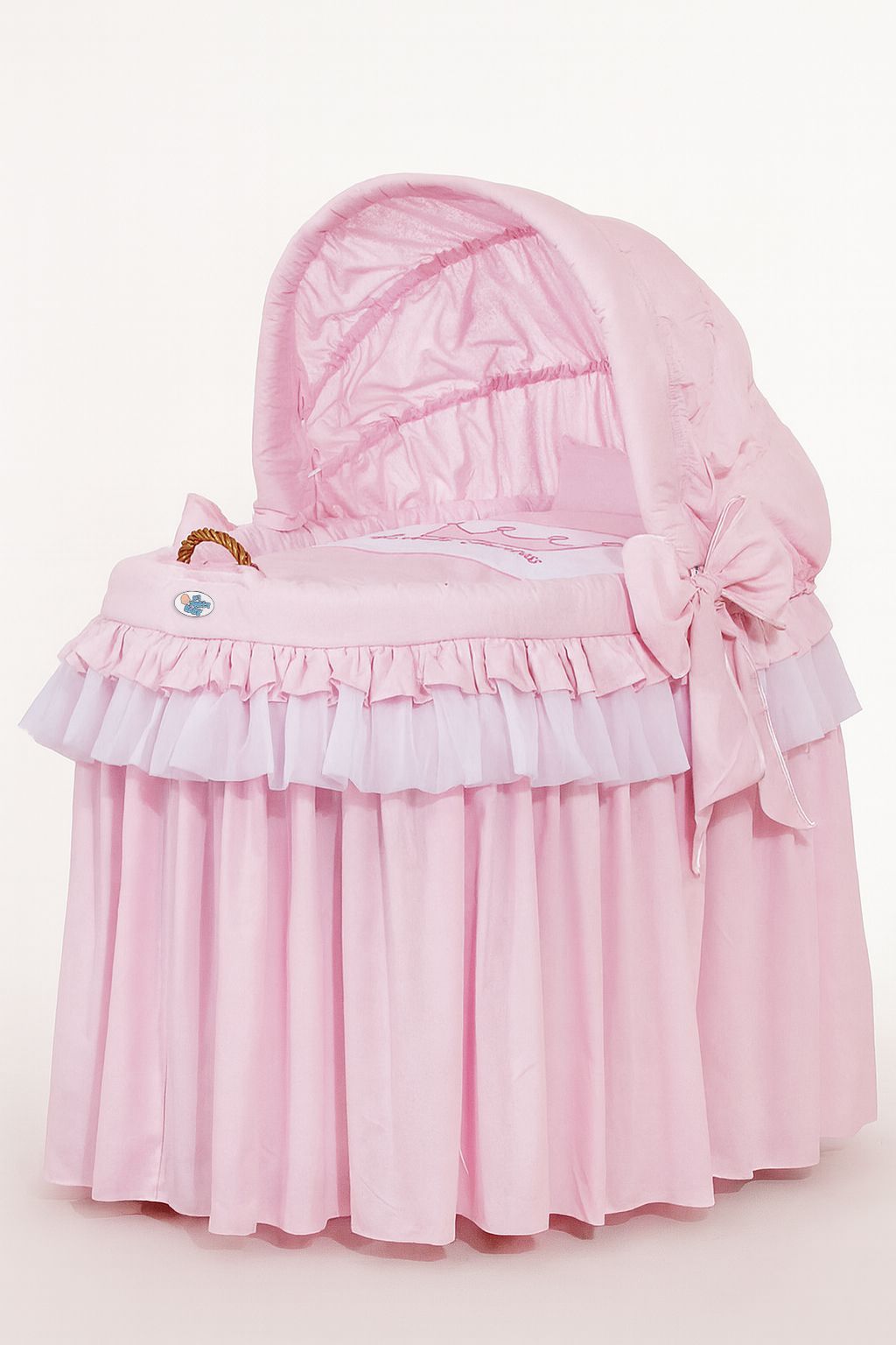 Moses Basket Wicker hood crib- Little Princess pink