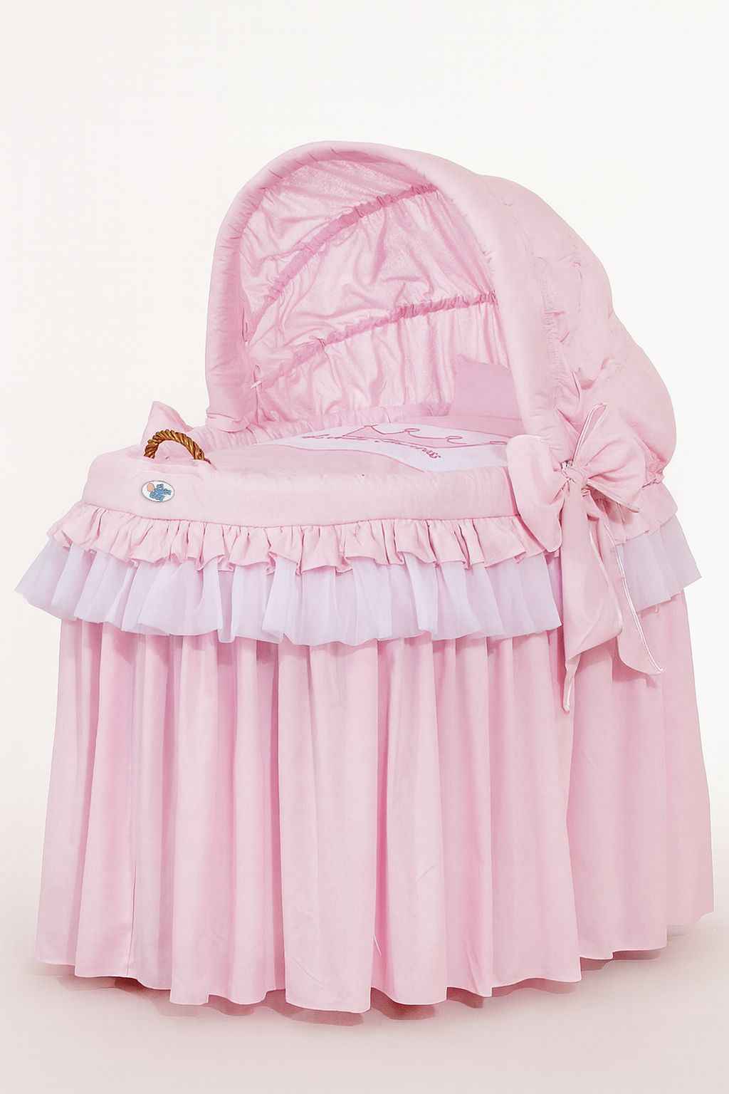 Moses Basket Wicker hood crib - Little Princess pink