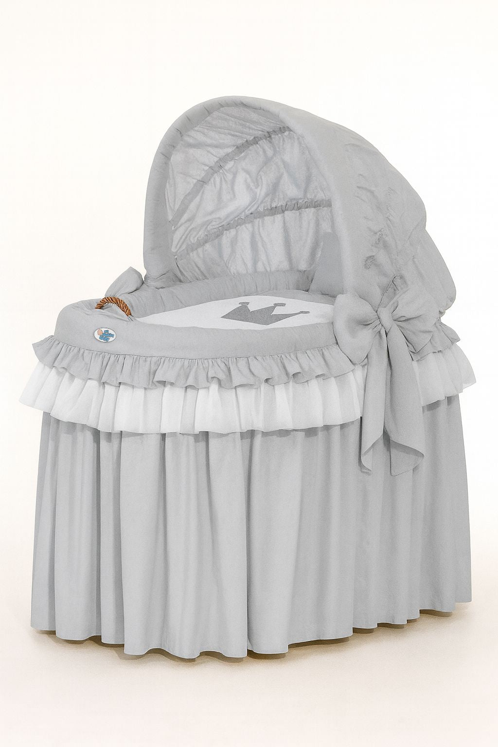 Moses Basket/Wicker hood crib- Little Prince/Princess gray