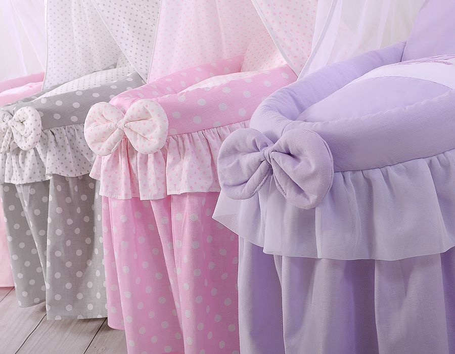 Wicker crib for doll Moses basket for dolls with hood LITTLE PRINCESS lilac