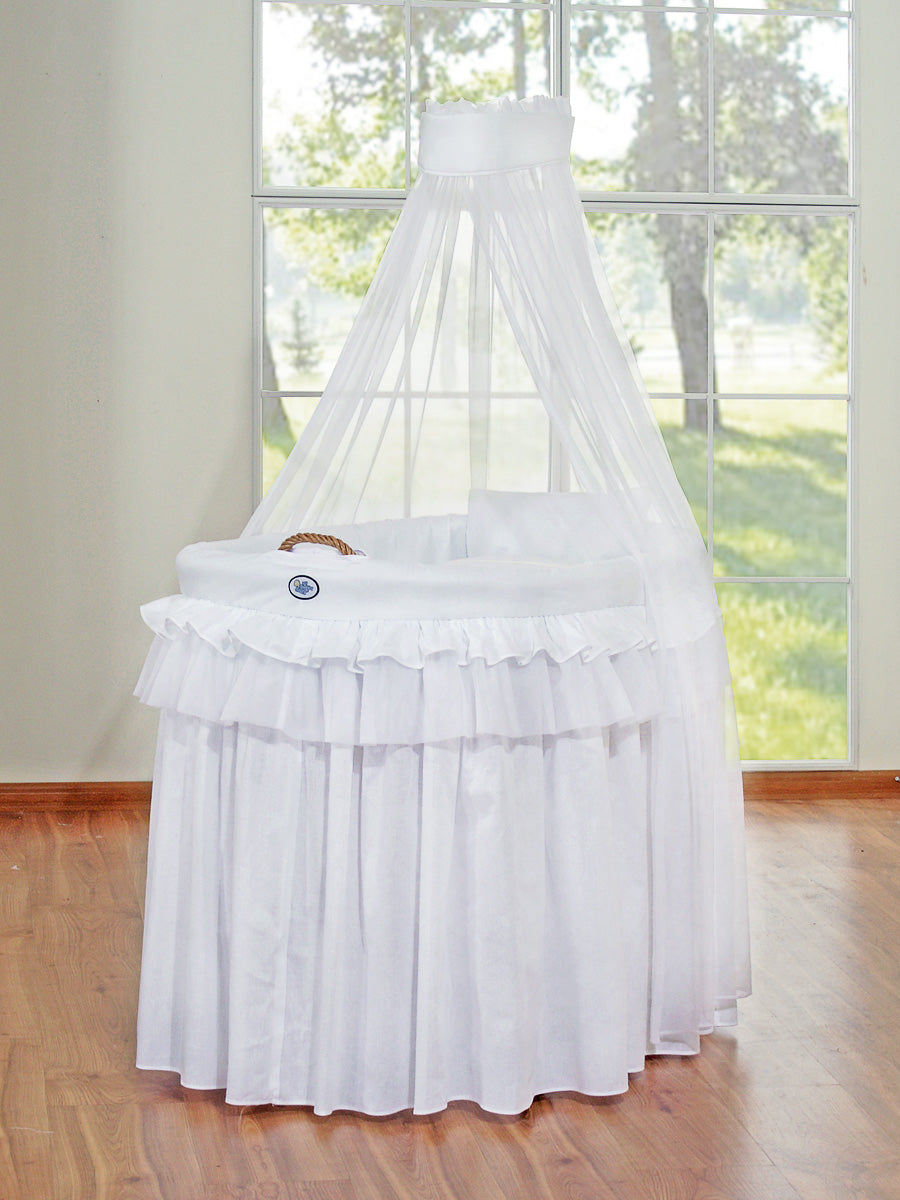 Moses Basket Wicker drape crib- Little Prince Princess white