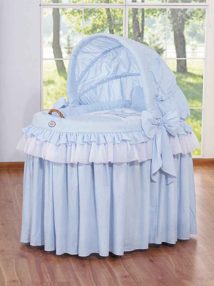 Moses Basket/Wicker hood crib - Little Prince blue