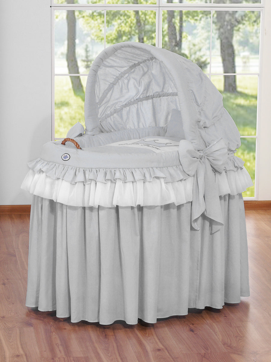 Moses Basket/Wicker hood crib- Little Prince/Princess gray