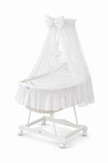 Moses Basket Wicker drape crib Good night - white + white bedding
