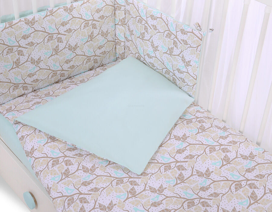 Baby cotton bedding set 2-pcs 135x100 cm- beige leaves