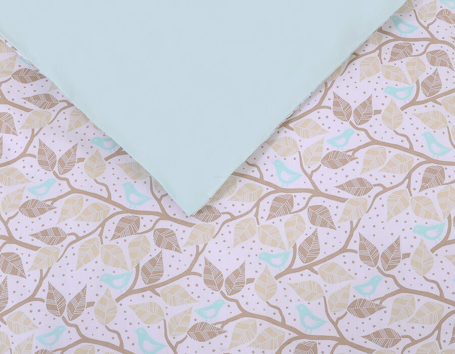 Baby cotton bedding set 2-pcs 135x100 cm- beige leaves