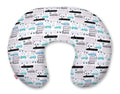 Breastfeeding Pillow Nursing Croissant Pillow, removable, Hands-Free Feedin- gray and turquoise cars