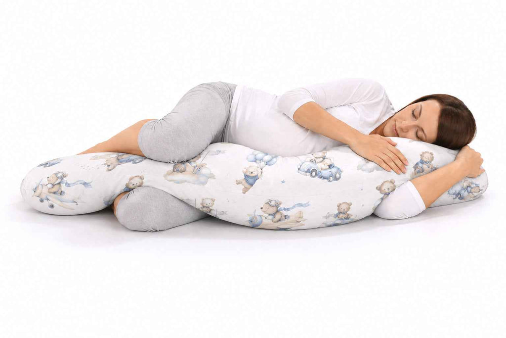 Pregnancy pillow- Longer, removable pillowcase - Blue Sky Bears
