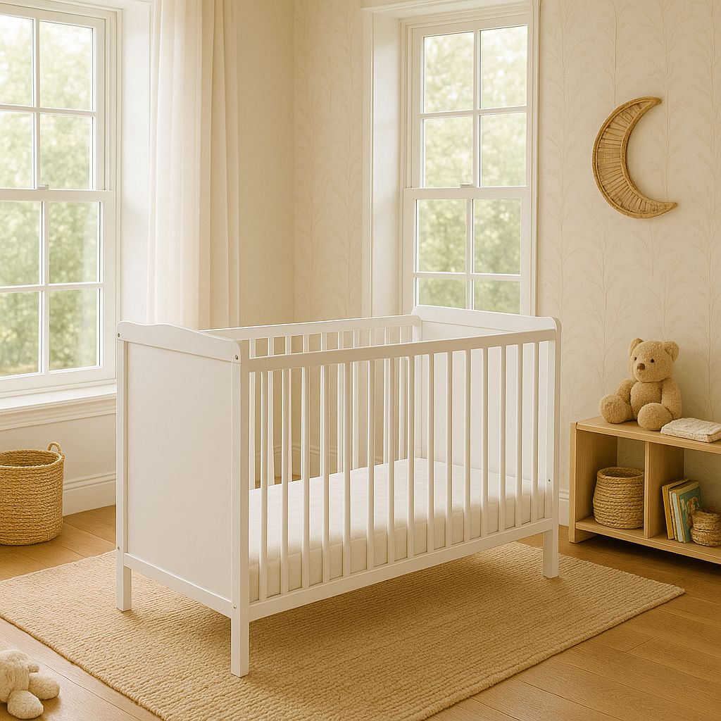 Wooden white baby cot  120x60cm Matteo