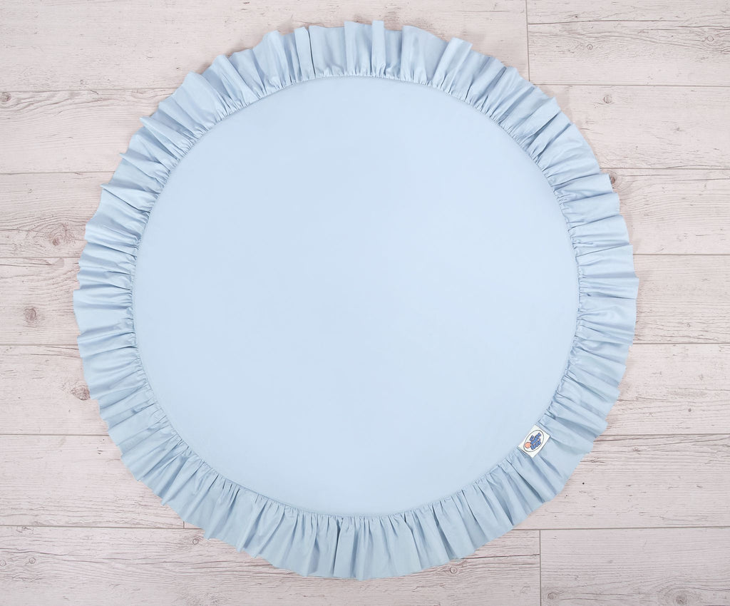 Set: Hanging baldachin for children's room cotton + Floor play mat + pillows - blue