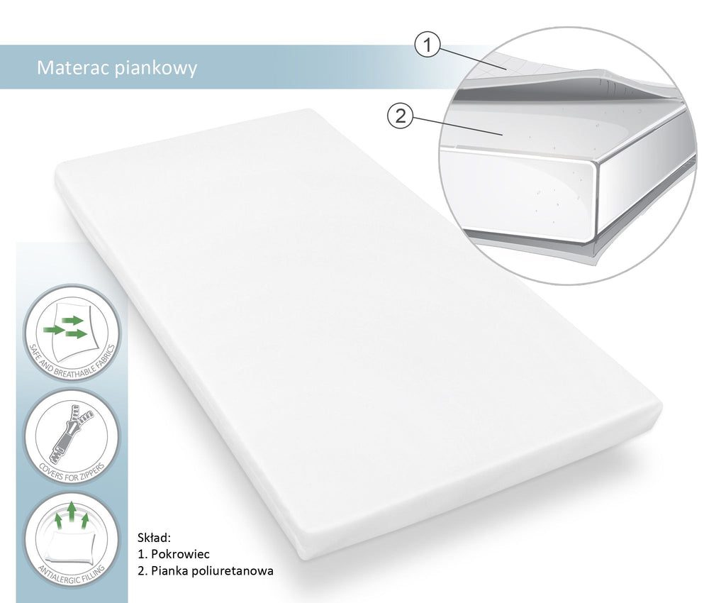 Foam mattress for cot 120x60cm