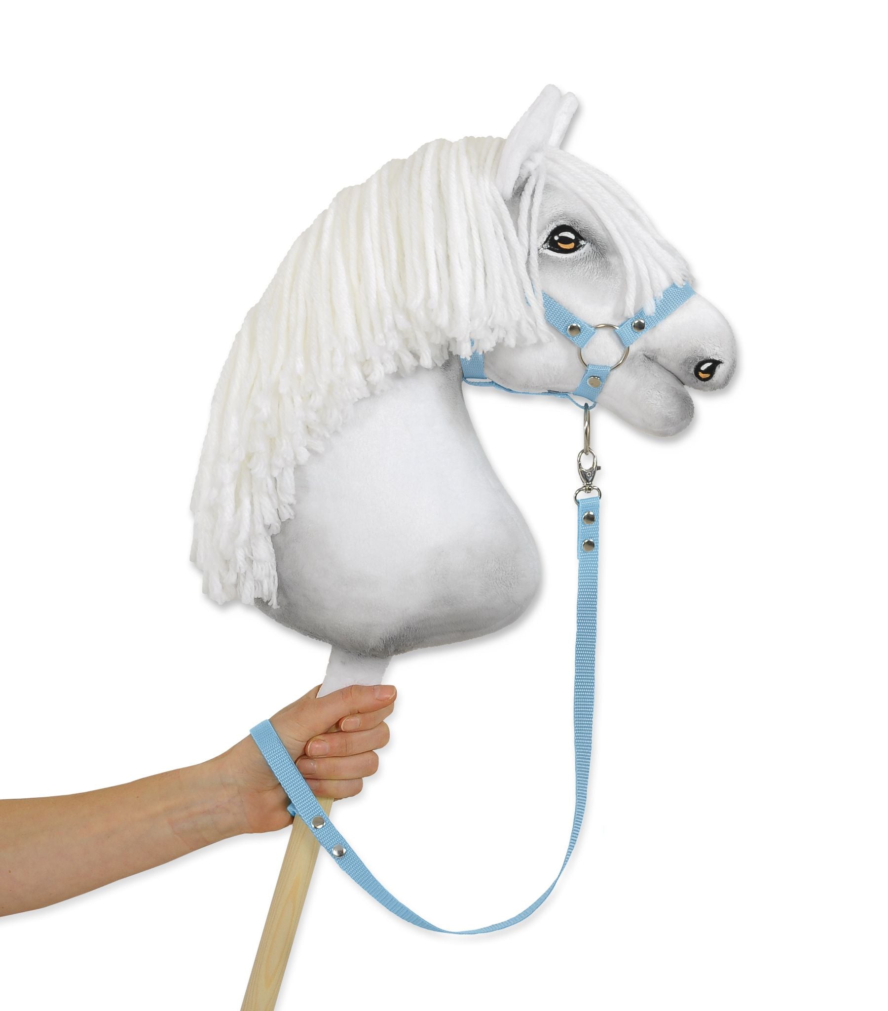 Tether for hobby horse made of webbing tape - light blue