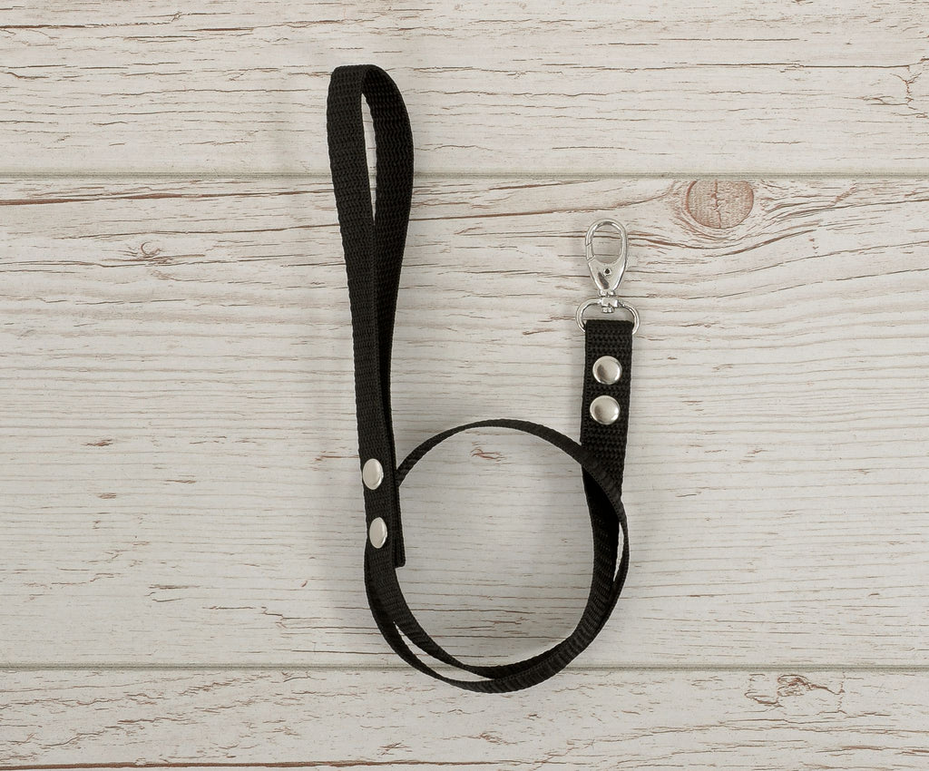 Tether for hobby horse made of webbing tape - black