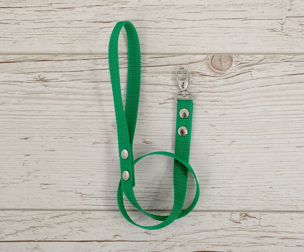 Tether for hobby horse made of webbing tape - green
