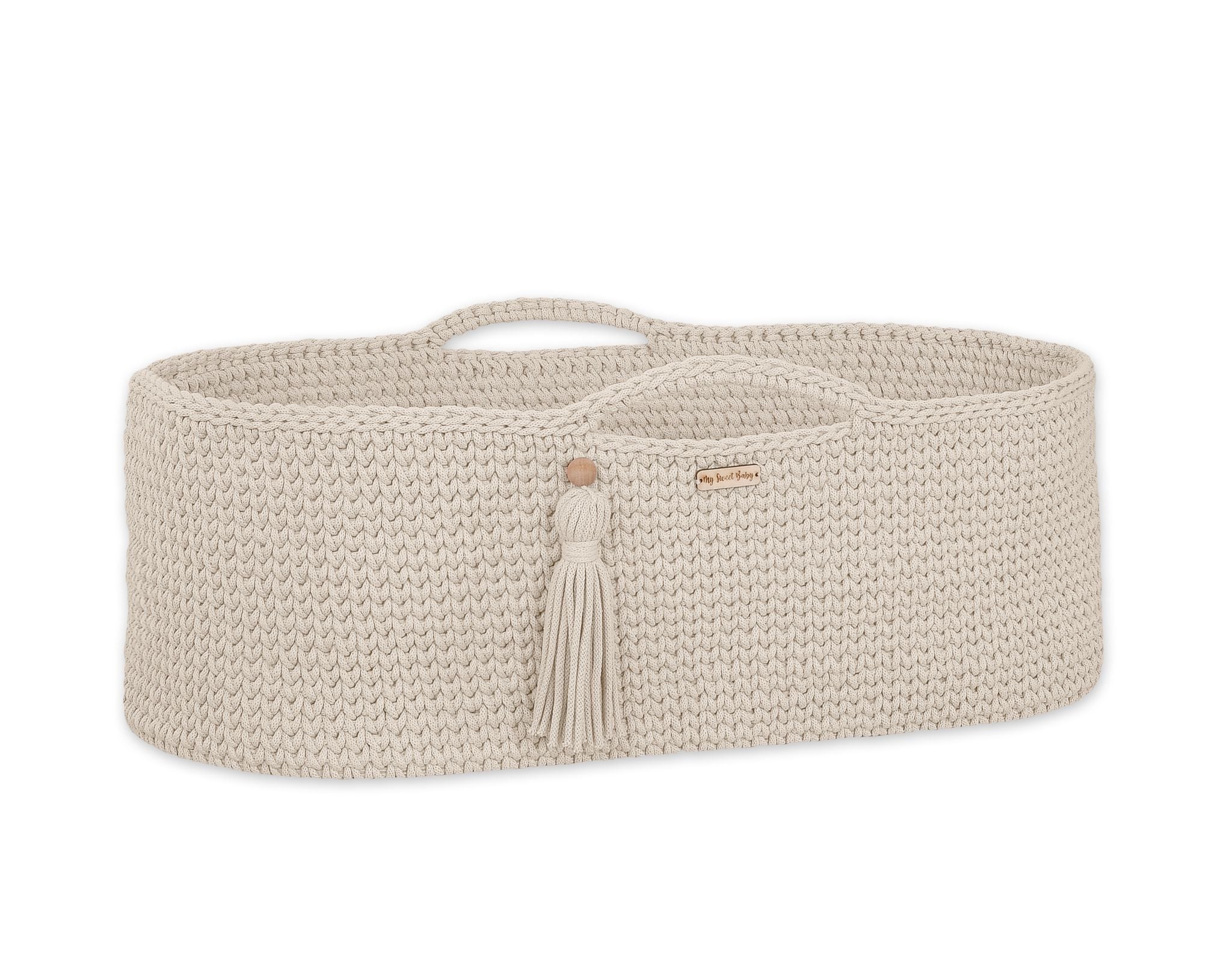 Moses basket BOHO Handmade cotton with mattress - cream