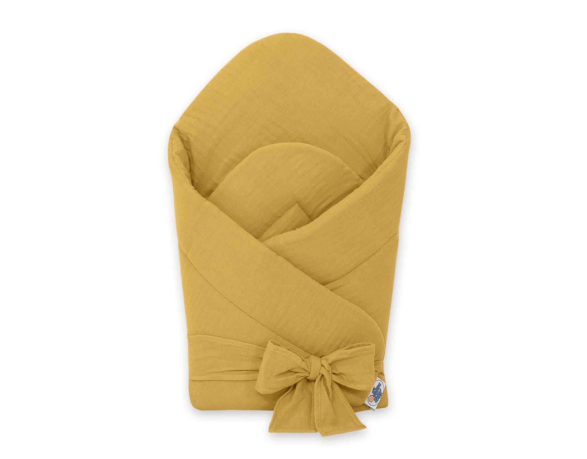 MUSLIN baby nest with bow - honey yellow