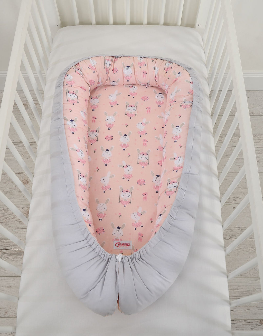 Baby nest double-sided Premium Cocoon for infants BOBONO- ballerinas pink