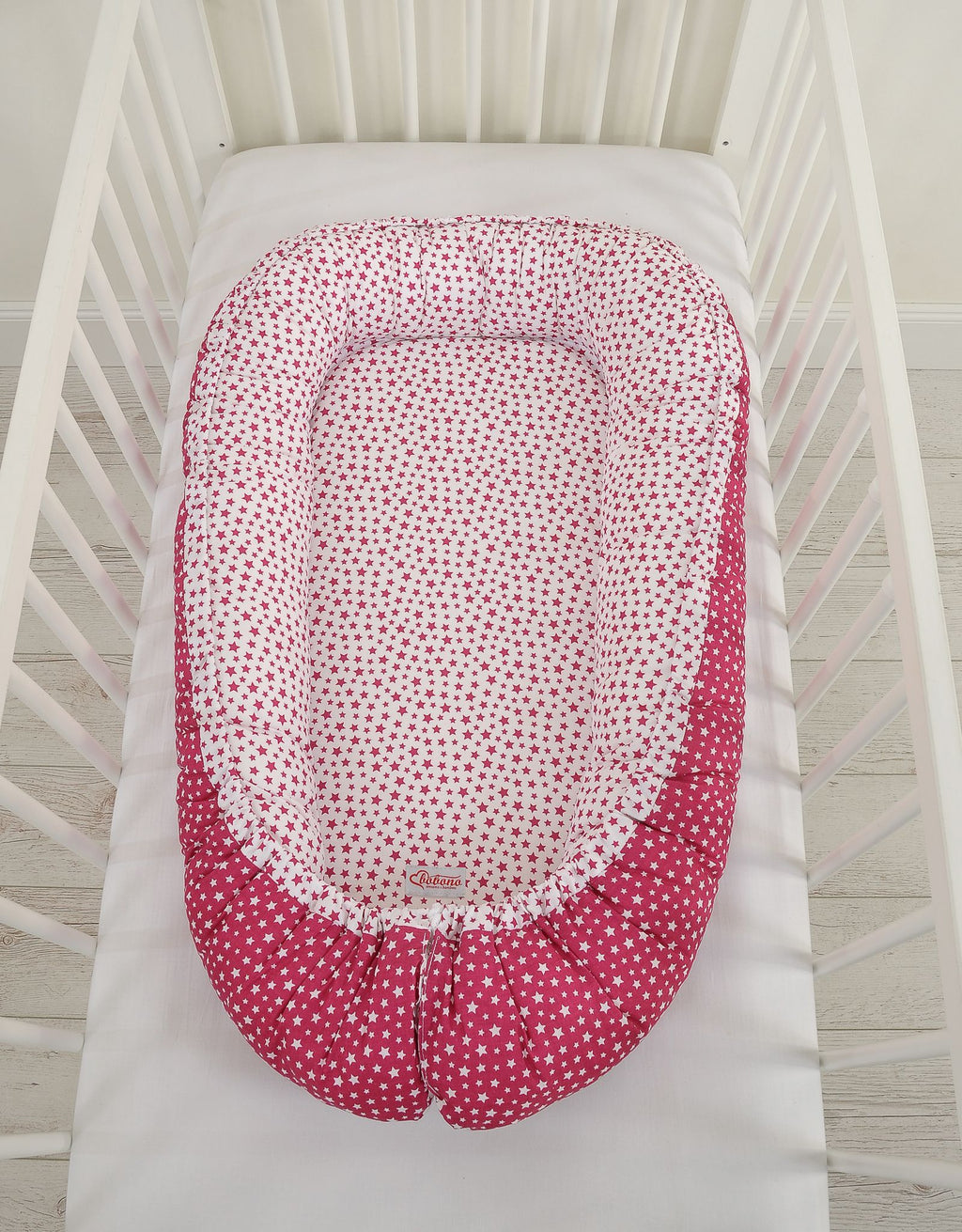 Baby nest double-sided Premium Cocoon for infants BOBONO- wine red stars