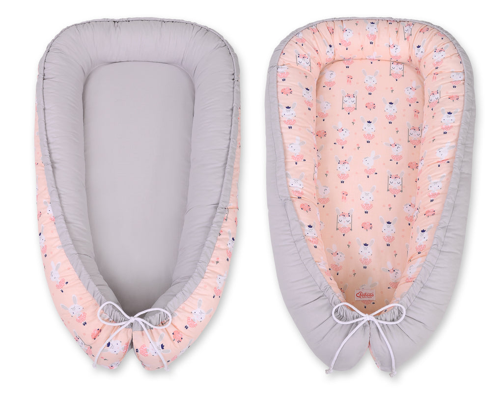Baby nest double-sided Premium Cocoon for infants BOBONO- ballerinas pink