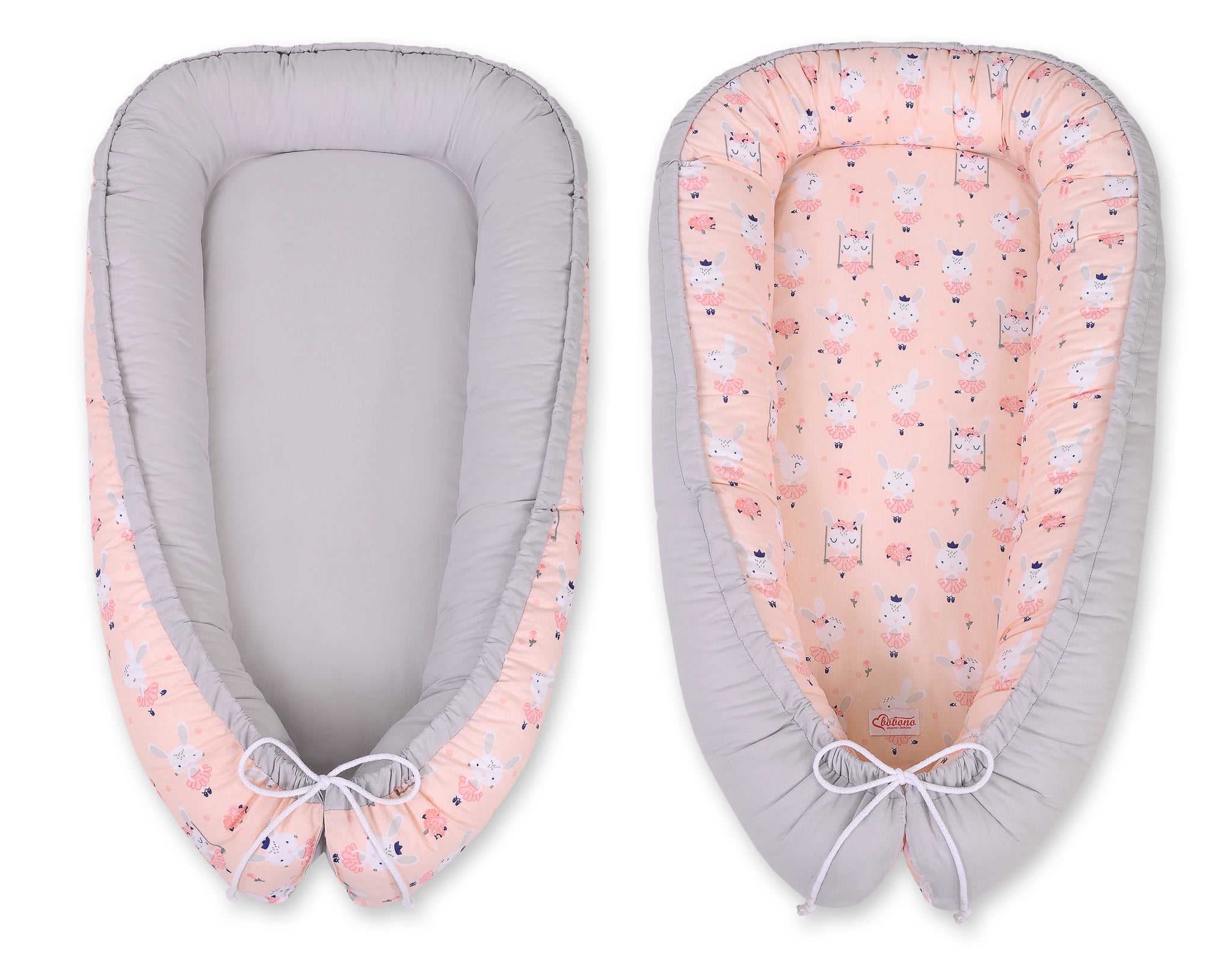 Baby nest double-sided Premium Cocoon for infants BOBONO- ballerinas pink
