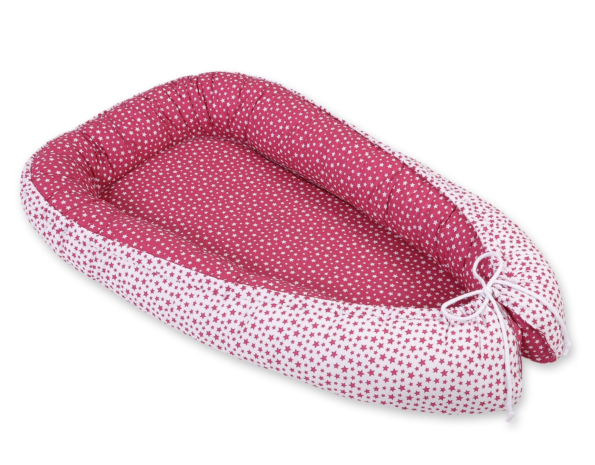 Baby nest double-sided Premium Cocoon for infants BOBONO- wine red stars