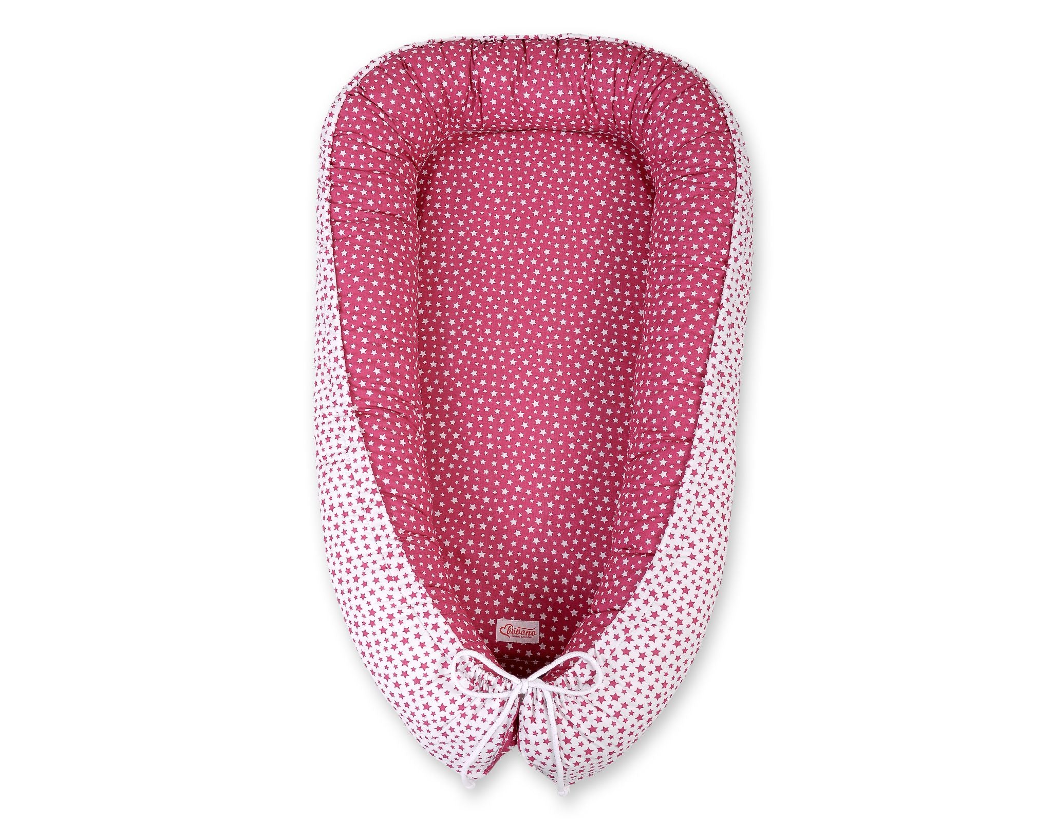 Baby nest double-sided Premium Cocoon for infants BOBONO- wine red stars
