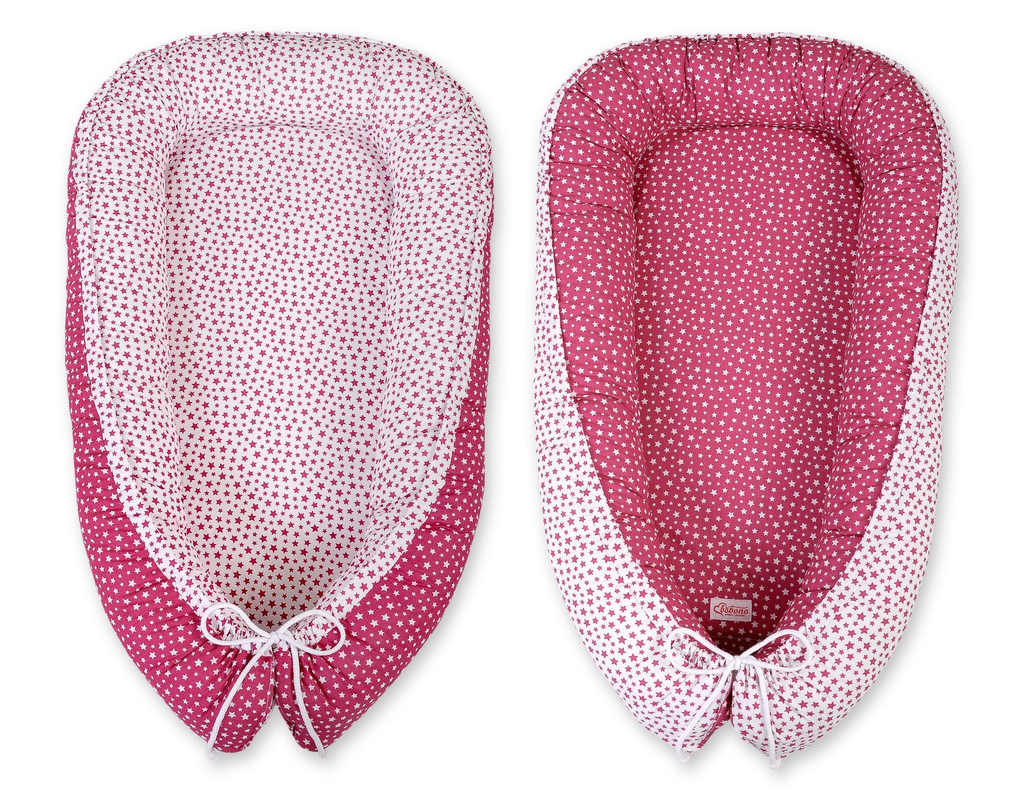 Baby nest double-sided Premium Cocoon for infants BOBONO- wine red stars