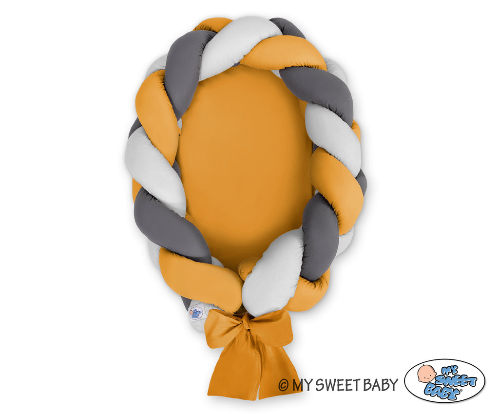 Braided baby nest 2 in 1 - gray-honey yellow-anthracite