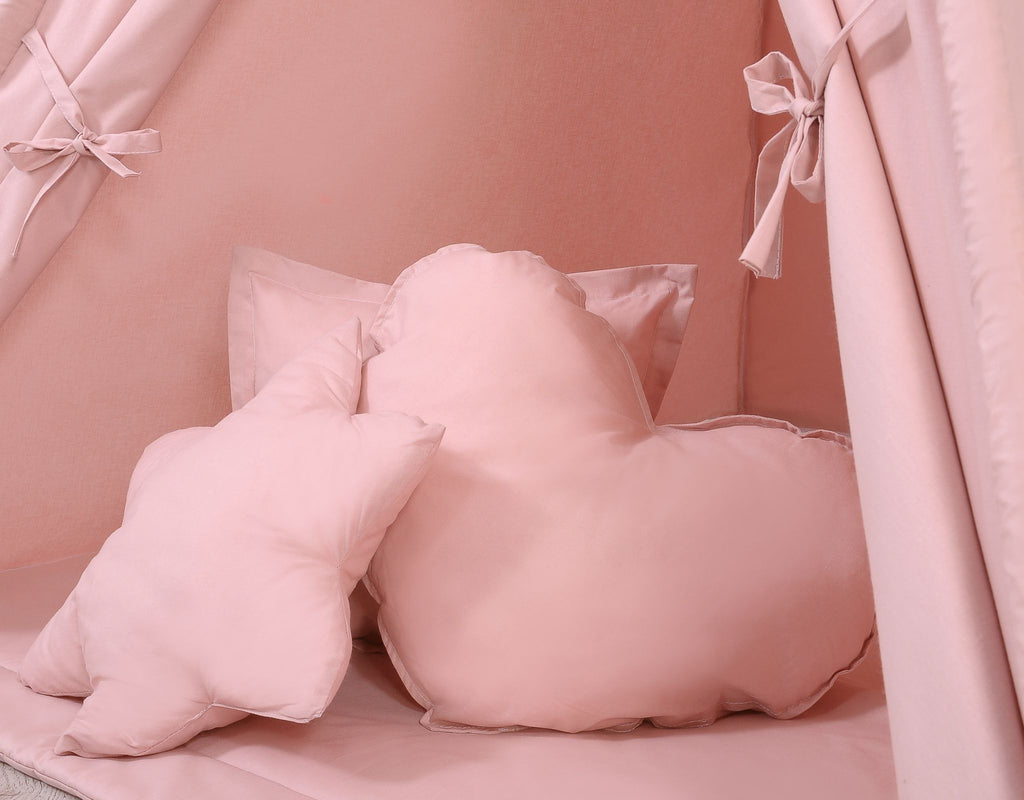 Teepee tent for kids +play mat + decorative feathers - pastel pink