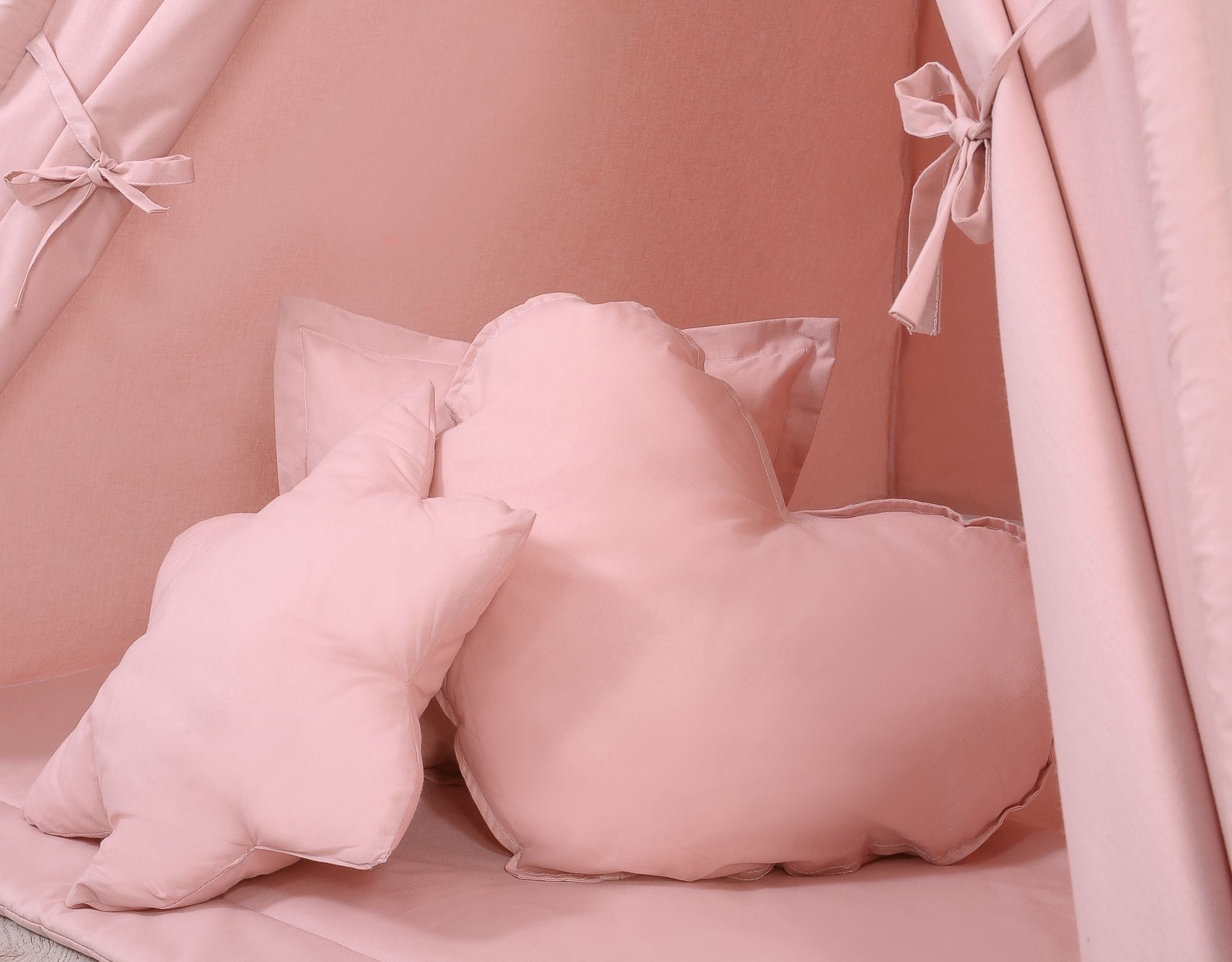 Teepee tent for kids +play mat + decorative feathers - pastel pink