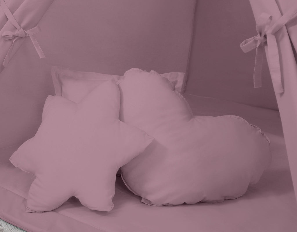 Teepee tent for kids + playmat + pillows + decorative feathers - pastel violet