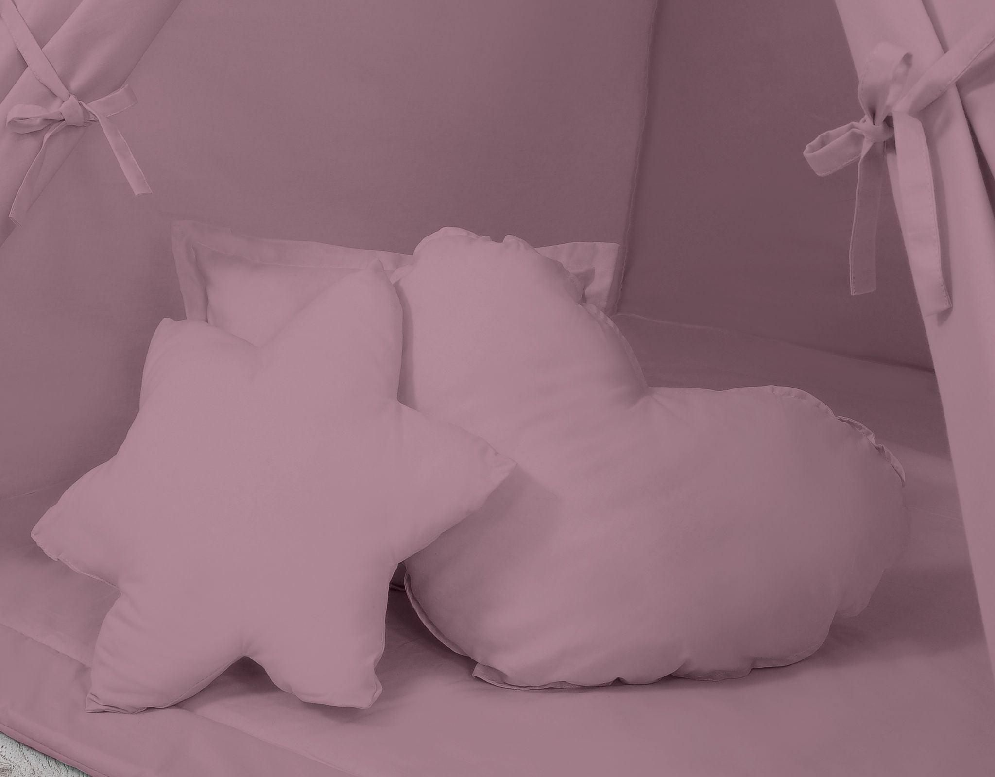 Teepee tent for kids + playmat + pillows + decorative feathers - pastel violet