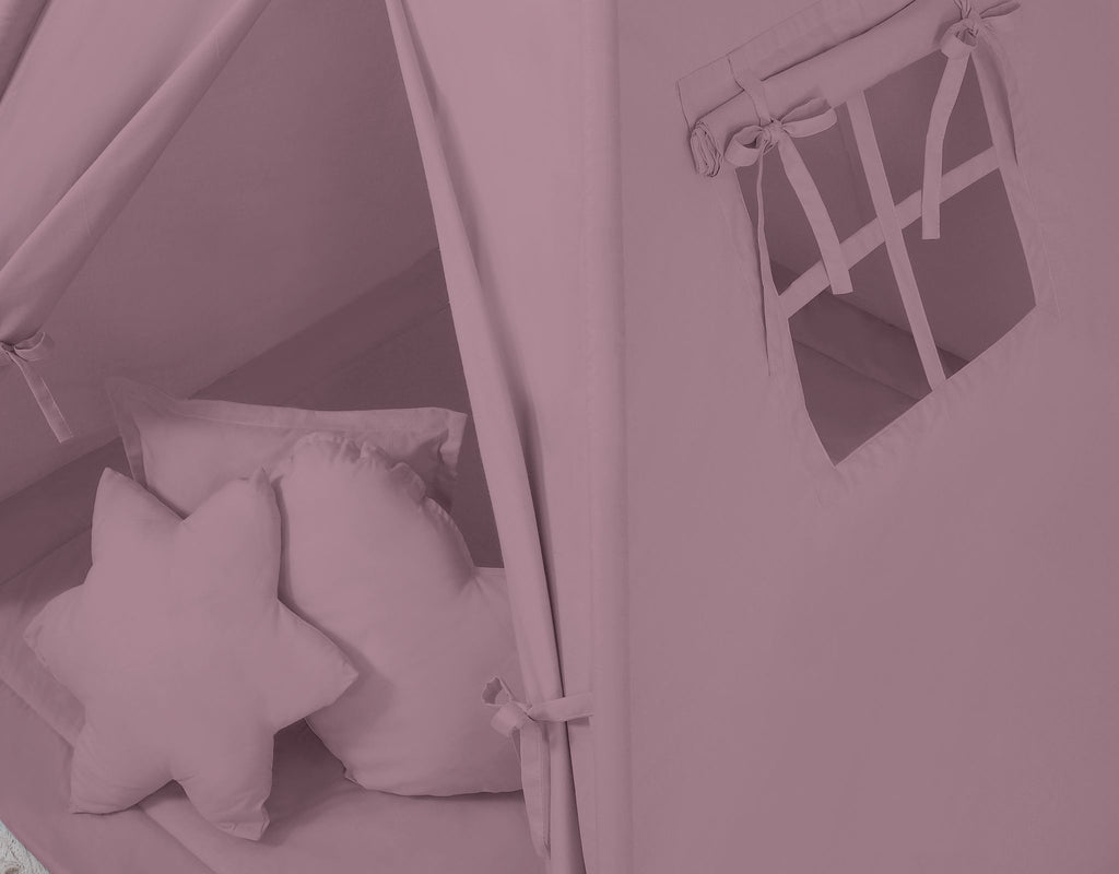 Teepee tent for kids + playmat + pillows + decorative feathers - pastel violet