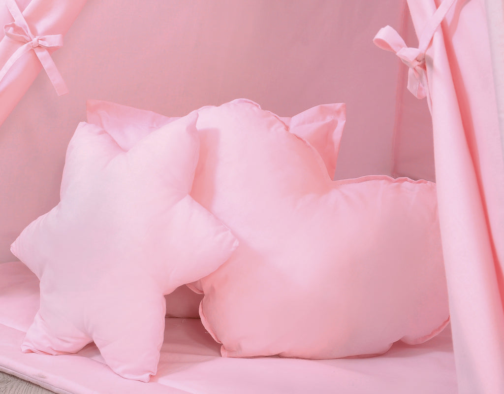 Teepee tent for kids + playmat + pillows + decorative feathers - pink