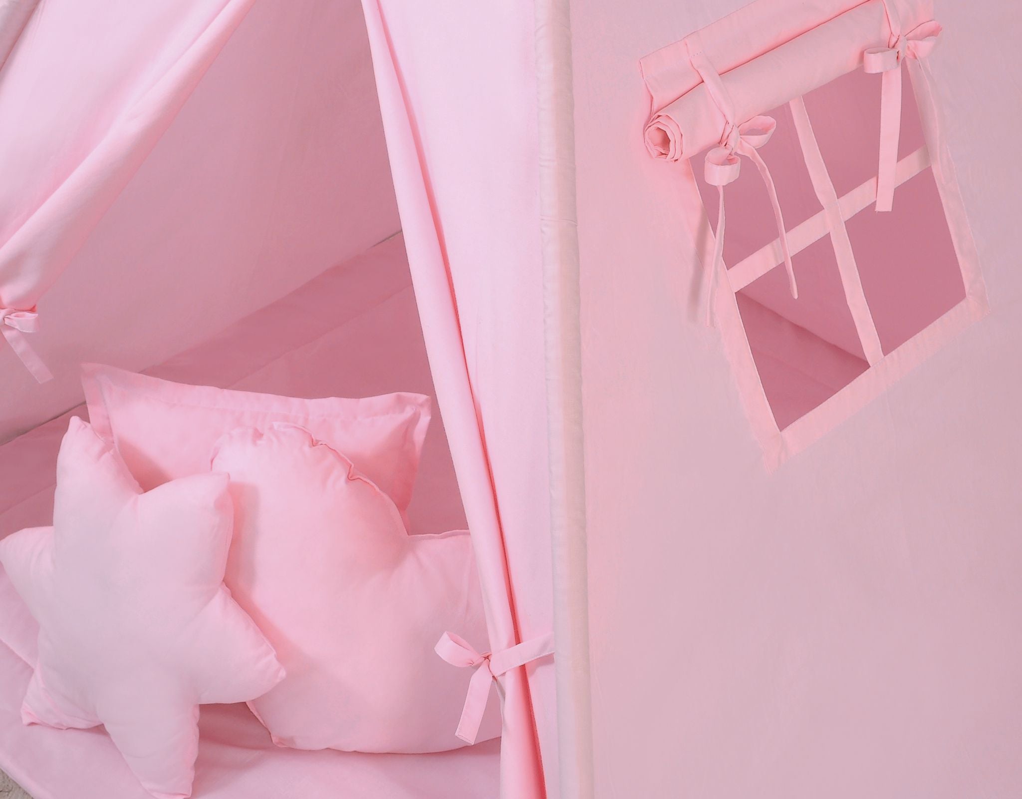 Teepee tent for kids +play mat + decorative feathers - pink