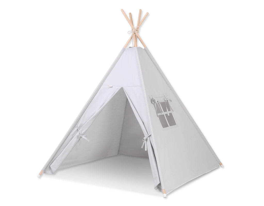 Teepee tent for kids + decorative feathers - gray