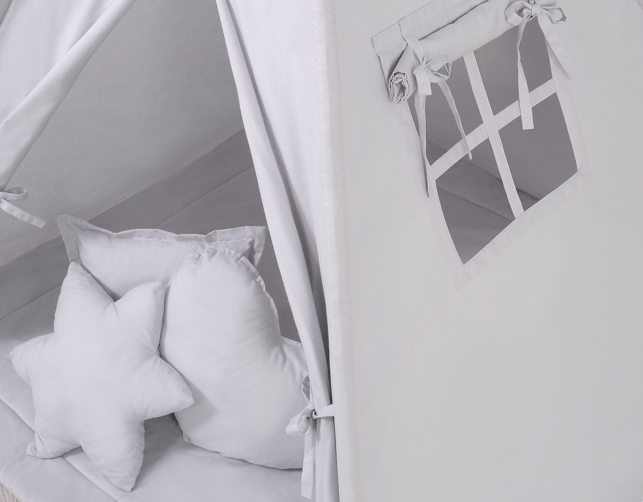 Teepee tent for kids + decorative feathers - gray