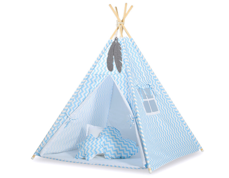 Double-sided teepee playmat- Chevron blue