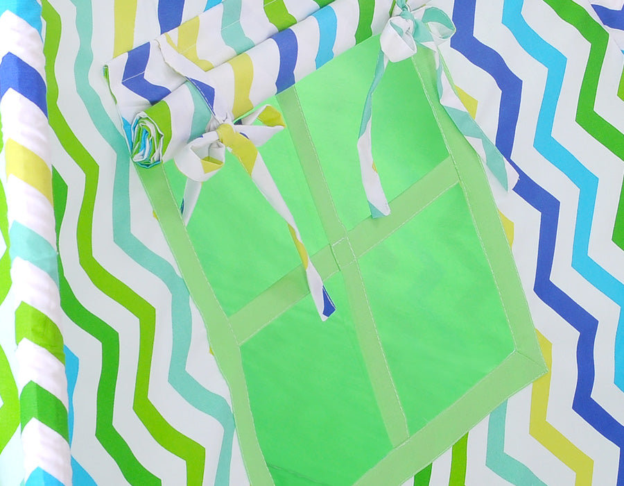Teepee tent for kids + decorative feathers - Chevron green-blue