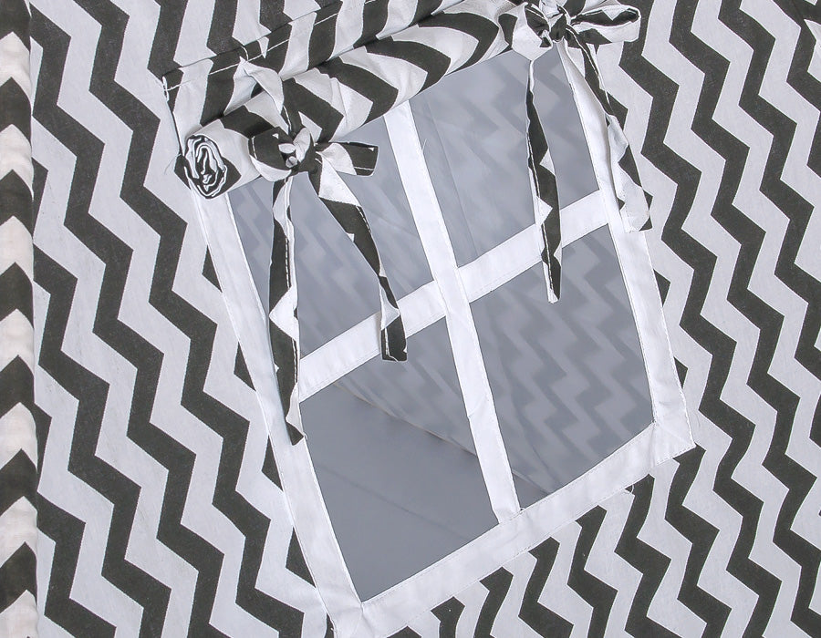 Teepee tent for kids + decorative feathers - Chevron black