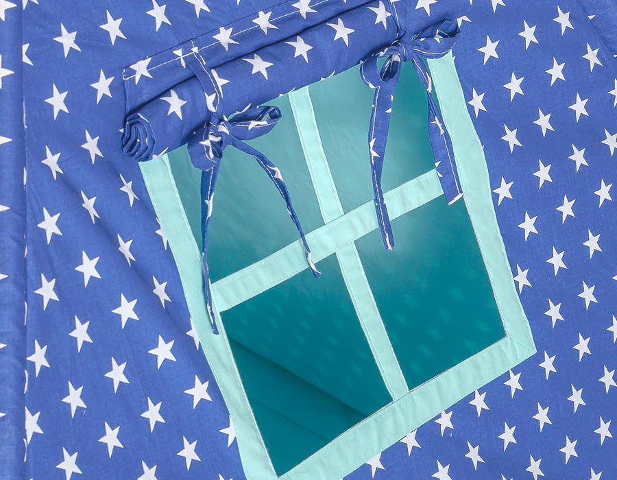 Teepee tent for kids + decorative feathers - navy blue stars