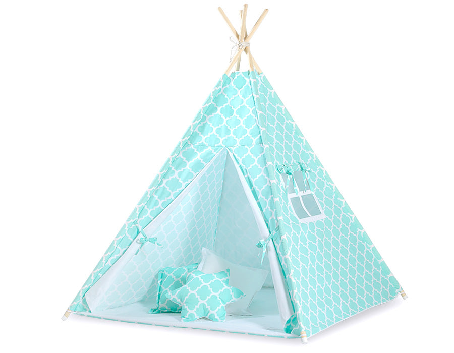 Teepee tent for kids + decorative feathers - Marocco mint