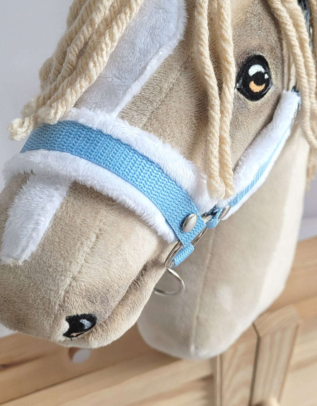 The adjustable halter for Hobby Horse A3 - light blue with white furry